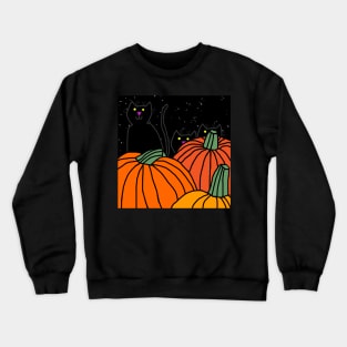 Pumpkins and Cats on Halloween Night Crewneck Sweatshirt